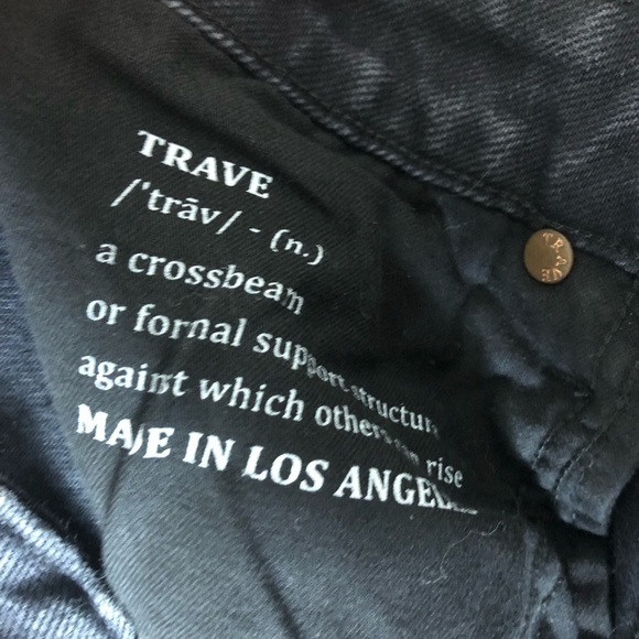 Trave Berit Relaxed Straight Cuffed Jeans Sz 28 Black Stretch Buttonfly Casual - Picture 10 of 11